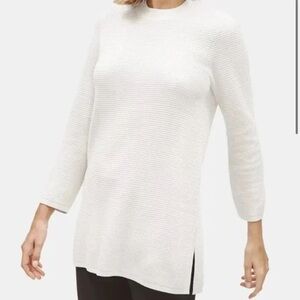 Eileen Fisher Organic Linen Blend White Sweater